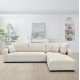 Γωνιακός καναπές "MEDEL" αναστρέψιμος από p.e. ύφασμα σε χρώμα εκρού 296x208x80