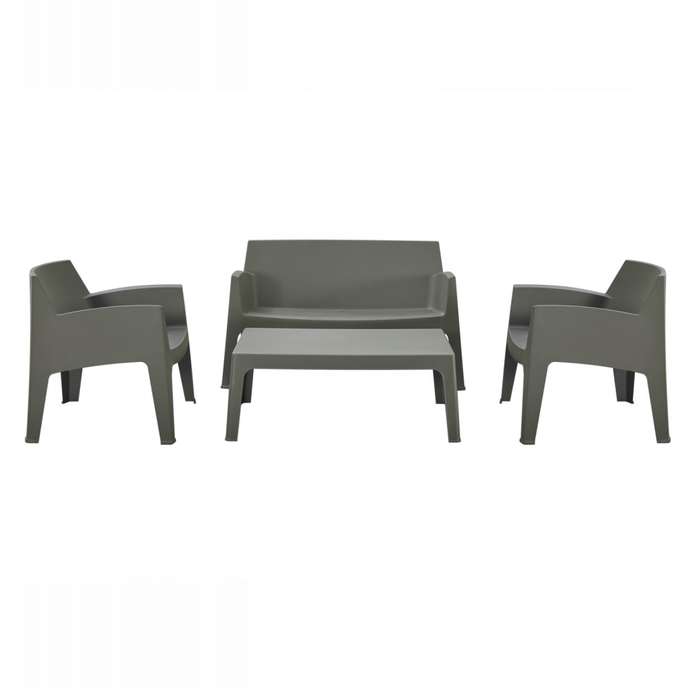 Σετ σαλόνι 4τμχ "SLEEK" από πολυπροπυλένιο σε χρώμα σκούρο λαδί 99x59.5x39.5