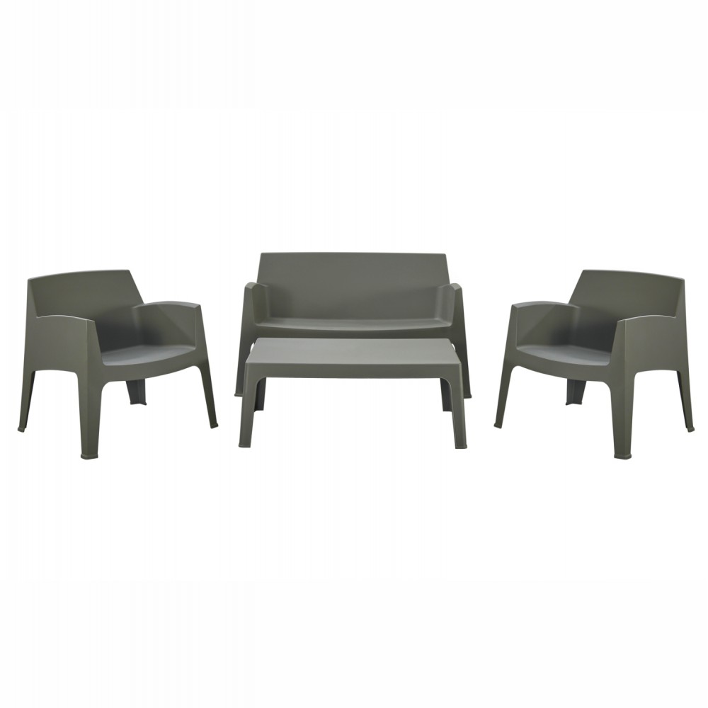 Σετ σαλόνι 4τμχ "SLEEK" από πολυπροπυλένιο σε χρώμα σκούρο λαδί 99x59.5x39.5