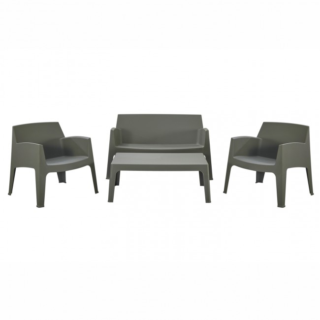 Σετ σαλόνι 4τμχ "SLEEK" από πολυπροπυλένιο σε χρώμα σκούρο λαδί 99x59.5x39.5