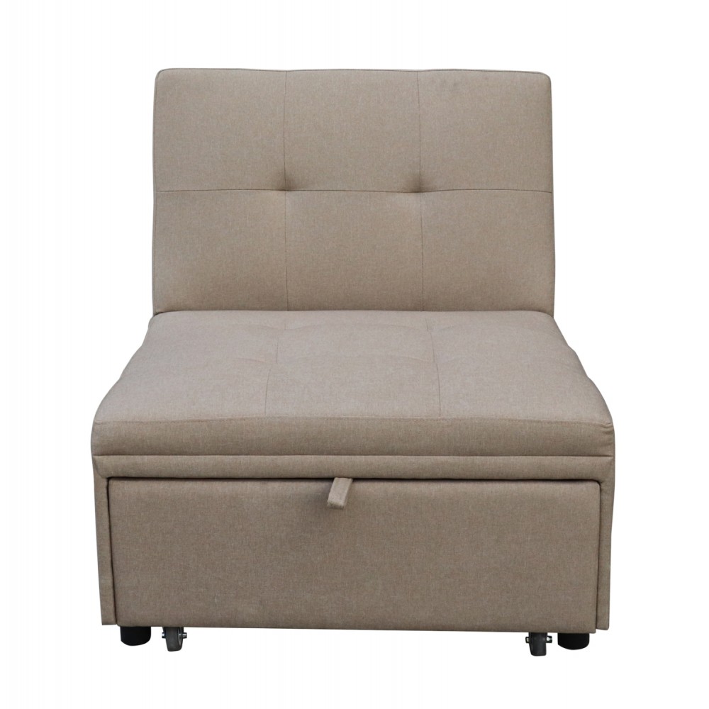 Πολυθρόνα-κρεβάτι "LIBRE" από ύφασμα σε χρώμα μπεζ 75x106x89