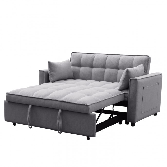 Καναπές-κρεβάτι "BORG" διθέσιος από ύφασμα σε χρώμα γκρι 142x94x78