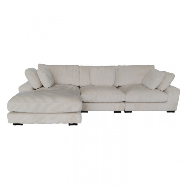 Καναπές αριστερή γωνία "CRANFIELD" από ύφασμα κοτλέ σε χρώμα μπεζ 313x169x80