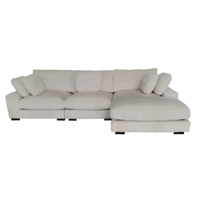 Καναπές δεξιά γωνία "CRANFIELD" από ύφασμα κοτλέ σε χρώμα μπεζ 313x169x80