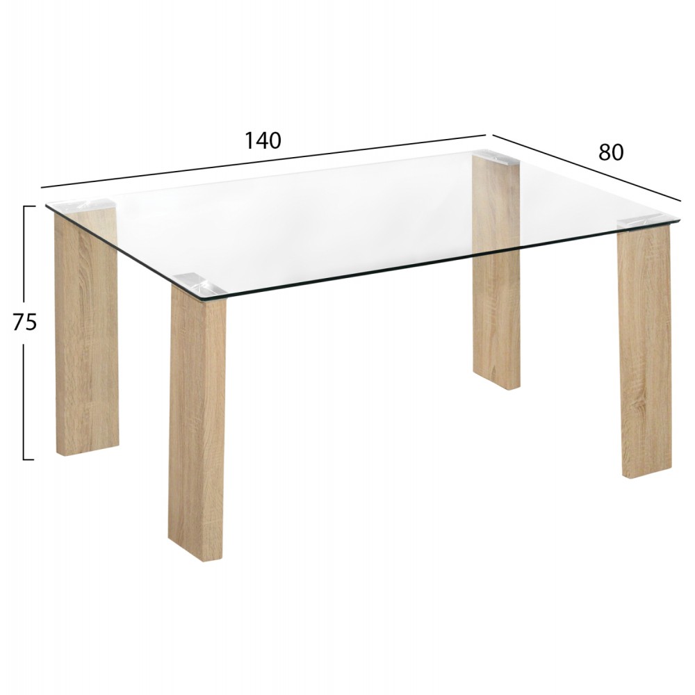 Σετ τραπεζαρίας "MORGAN" 5τμχ mdf/ξύλο/ύφασμα σε χρώμα σονόμα/γκρι 140x80x75