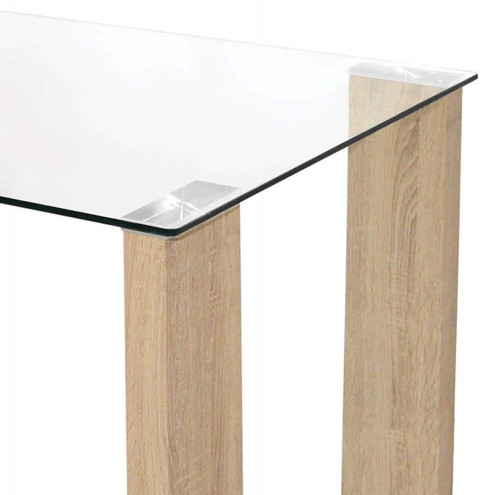 Σετ τραπεζαρίας "MORGAN" 5τμχ mdf/ξύλο/ύφασμα σε χρώμα σονόμα/γκρι 140x80x75