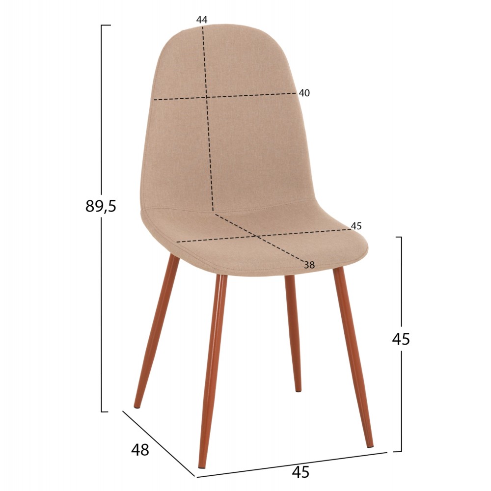 Σετ τραπεζαρίας "LEOMOR" 5τμχ mdf/μέταλλο/ύφασμα σε χρώμα σονόμα/καφέ/μπεζ 140x80x75