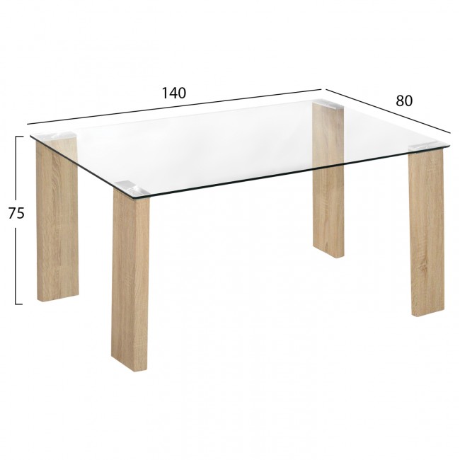 Σετ τραπεζαρίας "LEOMOR" 5τμχ mdf/μέταλλο/ύφασμα σε χρώμα σονόμα/καφέ 140x80x75