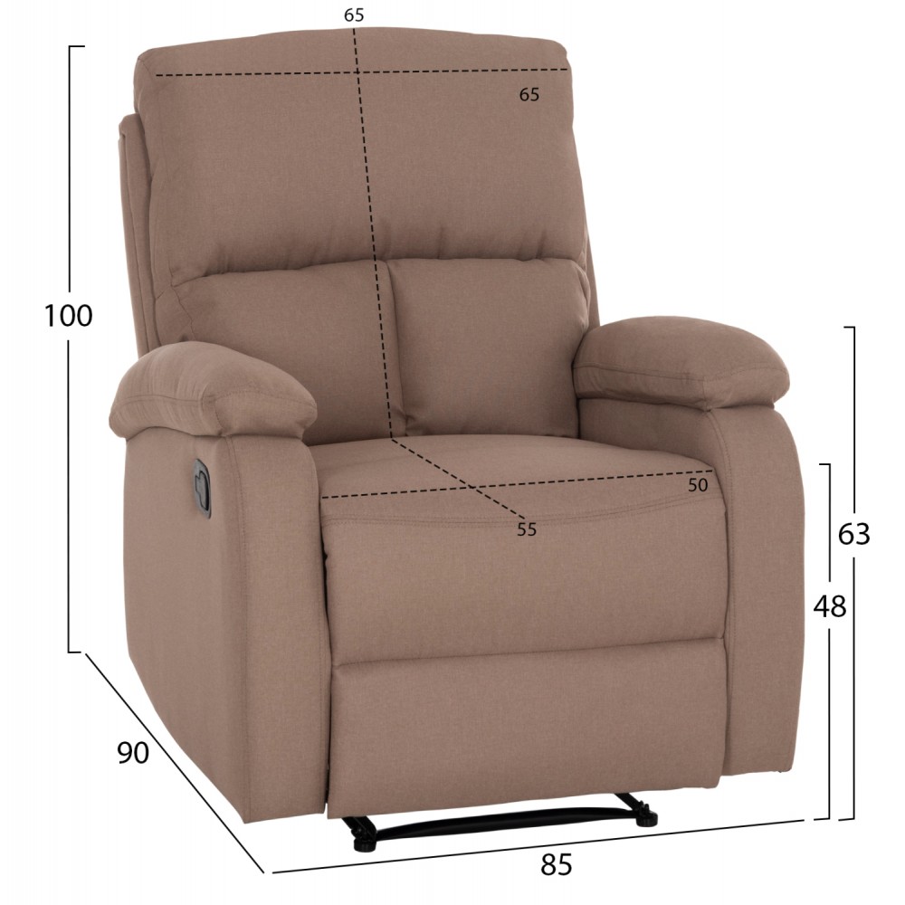 Πολυθρόνα relax "DIONI" από ύφασμα σε χρώμα μπεζ 81x94x97