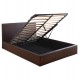 Κρεβάτι διπλό "BOBBI" με στρώμα και αποθηκευτικό χώρο από pu σε χρώμα καφέ 150x200