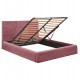 Κρεβάτι διπλό "BRILEY" με στρώμα και αποθηκευτικό χώρο από βελούδο σε χρώμα σάπιο μήλο 160x200