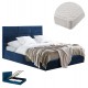 Κρεβάτι διπλό "BRILEY" με στρώμα και αποθηκευτικό χώρο από βελούδο σε χρώμα μπλε 160x200