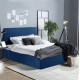 Κρεβάτι διπλό "ALLIE" με στρώμα και αποθηκευτικό χώρο από βελούδο σε χρώμα μπλε 160x200