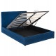 Κρεβάτι διπλό "ALLIE" με στρώμα και αποθηκευτικό χώρο από βελούδο σε χρώμα μπλε 160x200