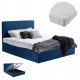Κρεβάτι διπλό "ALLIE" με στρώμα και αποθηκευτικό χώρο από βελούδο σε χρώμα μπλε 160x200