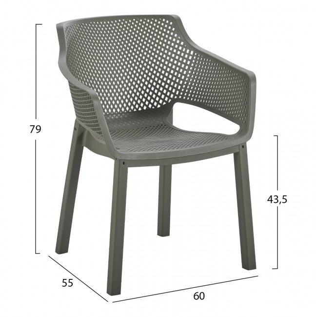 Πολυθρόνα εξωτερικού χώρου "PEGGY" από pp σε χρώμα λαδί 60x55x79