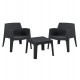 Σετ lounge εξωτερικού χώρου "SLEEK" 3τμχ από pp σε χρώμα μαύρο 49.5x49.5x40