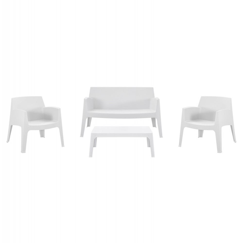 Σετ lounge εξωτερικού χώρου "SLEEK" 4τμχ από pp σε χρώμα λευκό 99x59.5x39.5