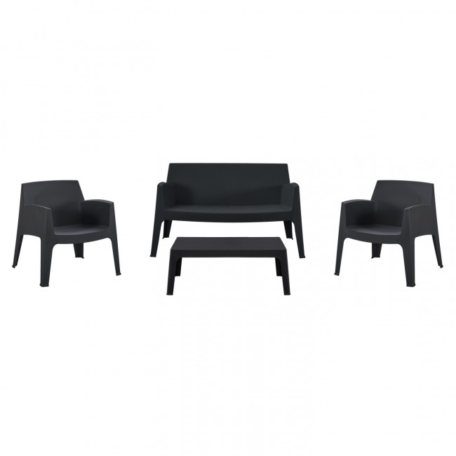 Σετ lounge εξωτερικού χώρου "SLEEK" 4τμχ από pp σε χρώμα μαύρο 99x59.5x39.5