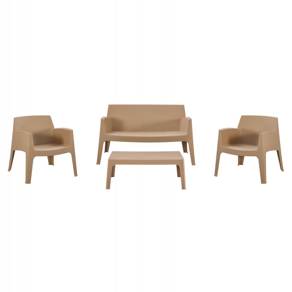 Σετ lounge εξωτερικού χώρου "SLEEK" 4τμχ από pp σε χρώμα καπουτσίνο 99x59.5x39.5
