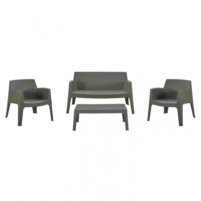 Σετ lounge εξωτερικού χώρου "SLEEK" 4τμχ από pp σε χρώμα σκούρο λαδί 99x59.5x39.5