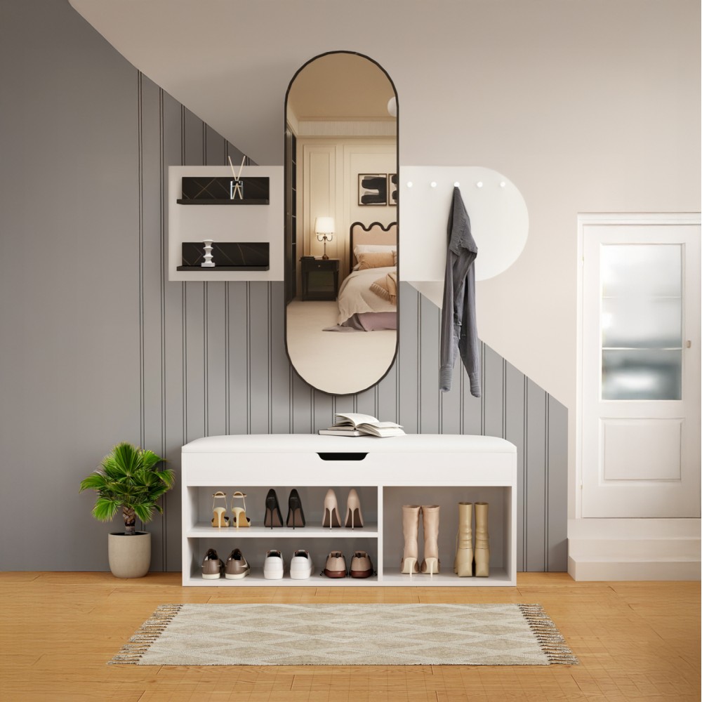 Σετ εισόδου "CHERYL" 2τμχ σε χρώμα λευκό/μαύρο μαρμάρου 125x40x120