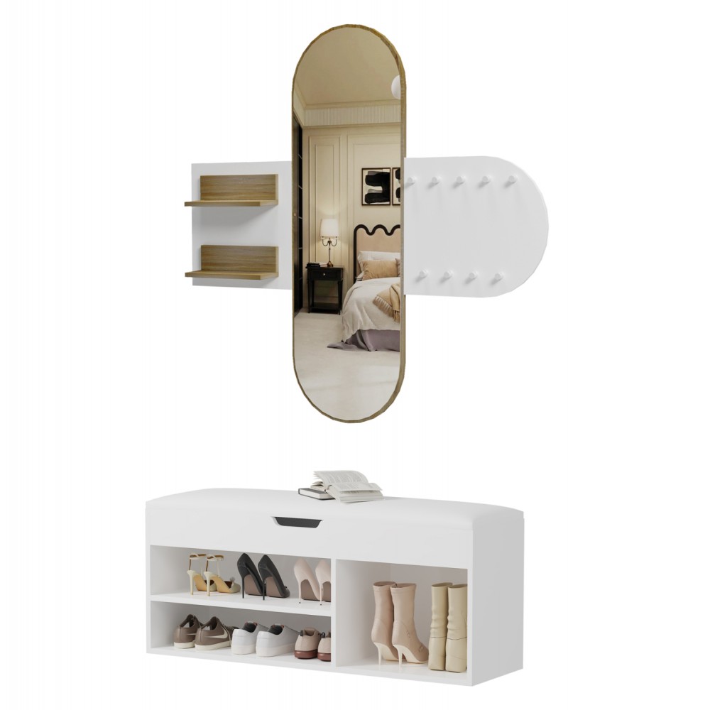 Σετ εισόδου "CHERYL" 2τμχ σε χρώμα λευκό/σονόμα 125x40x120