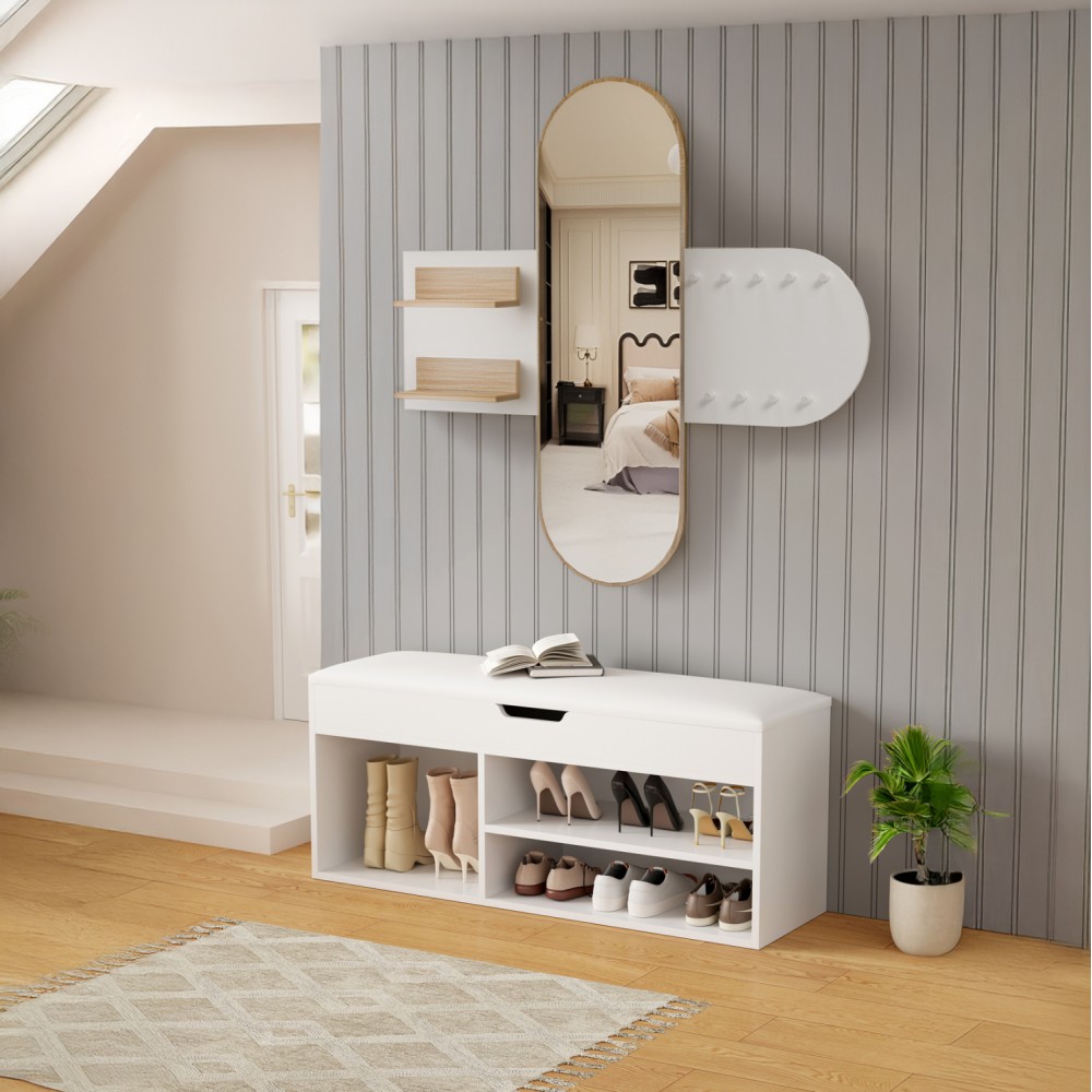 Σετ εισόδου "CHERYL" 2τμχ σε χρώμα λευκό/σονόμα 125x40x120