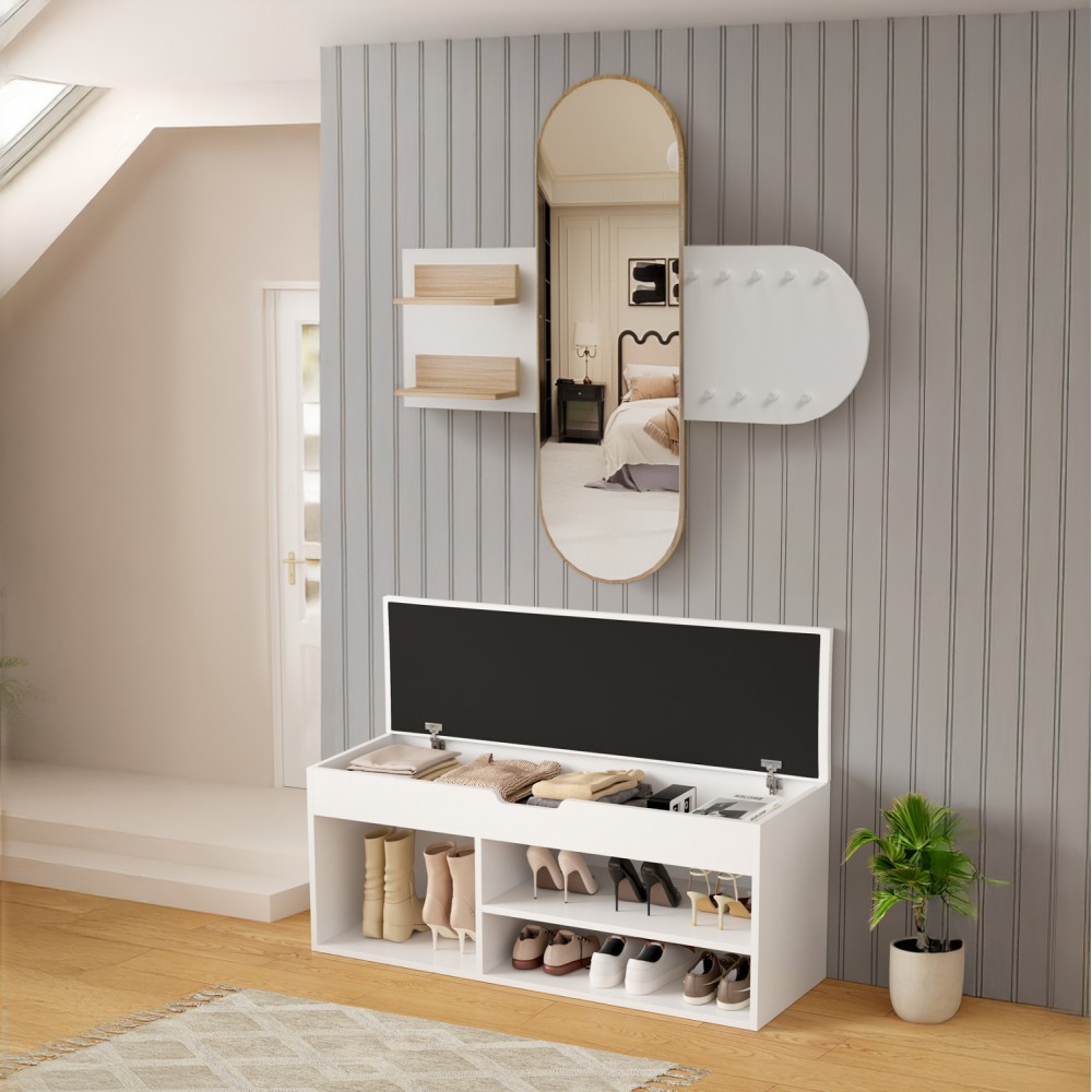 Σετ εισόδου "CHERYL" 2τμχ σε χρώμα λευκό/σονόμα 125x40x120