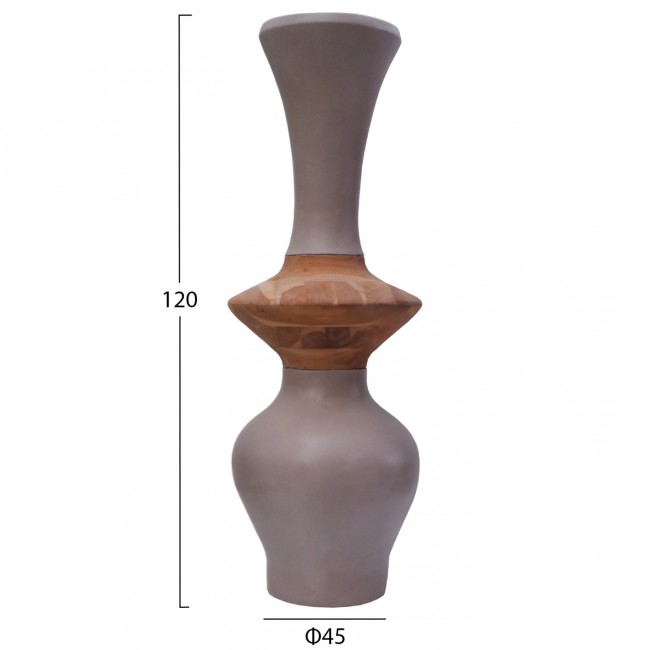 Διακοσμητικό βάζο δαπέδου "NEBULA" από fiber cement/ξύλο σε χρώμα taupe/φυσικό Φ45x120