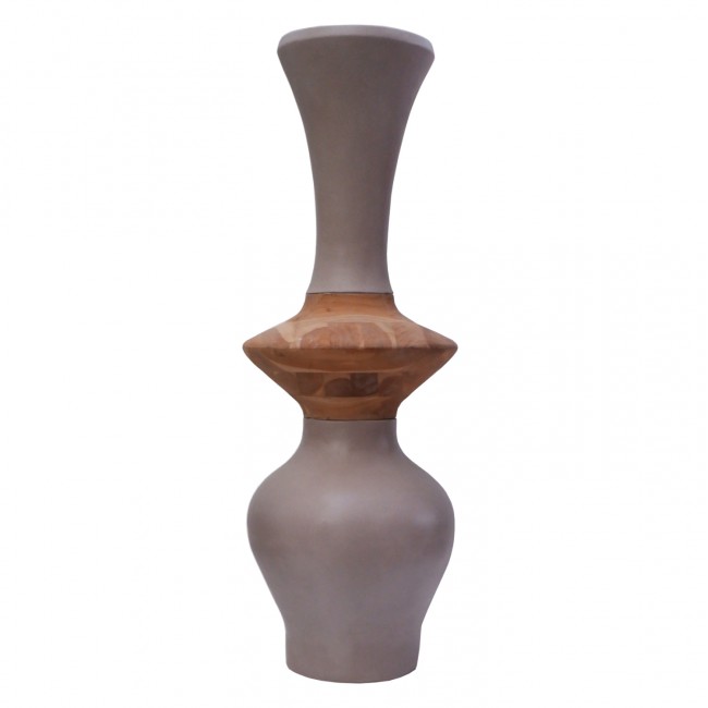 Διακοσμητικό βάζο δαπέδου "NEBULA" από fiber cement/ξύλο σε χρώμα taupe/φυσικό Φ45x120