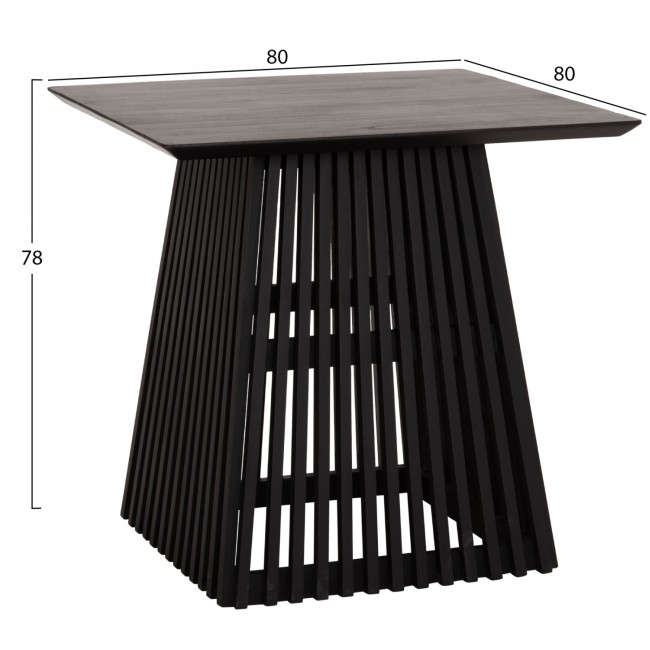 Τραπέζι τραπεζαρίας "FRANTZ" από ξύλο σε χρώμα μαύρο 80x80x78