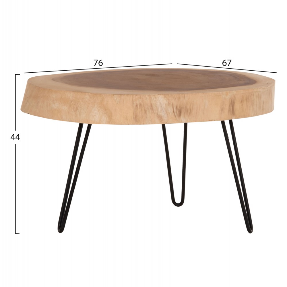 Τραπέζι σαλονιού "SERVON" από ξύλο/μέταλλο σε χρώμα φυσικό/μαύρο 76x67x44