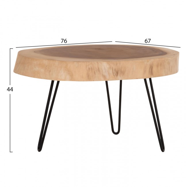 Τραπέζι σαλονιού "SERVON" από ξύλο/μέταλλο σε χρώμα φυσικό/μαύρο 76x67x44