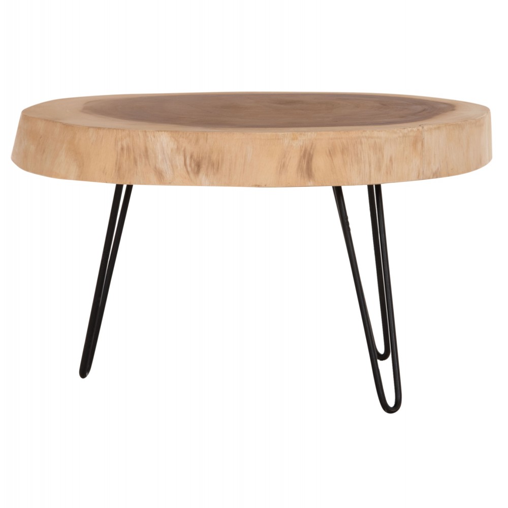 Τραπέζι σαλονιού "SERVON" από ξύλο/μέταλλο σε χρώμα φυσικό/μαύρο 76x67x44