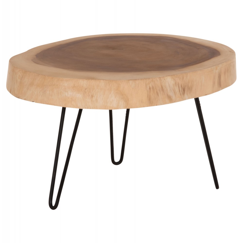 Τραπέζι σαλονιού "SERVON" από ξύλο/μέταλλο σε χρώμα φυσικό/μαύρο 76x67x44