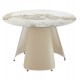 Τραπέζι τραπεζαρίας "SEDAR" στρογγυλό από μέταλλο/κεραμικό σε χρώμα κρεμ Φ120x76