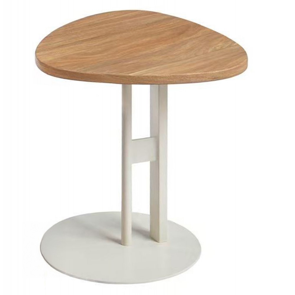 Τραπέζι βοηθητικό "ALPER" από mdf/μέταλλο σε χρώμα σονόμα/λευκό Φ50x50