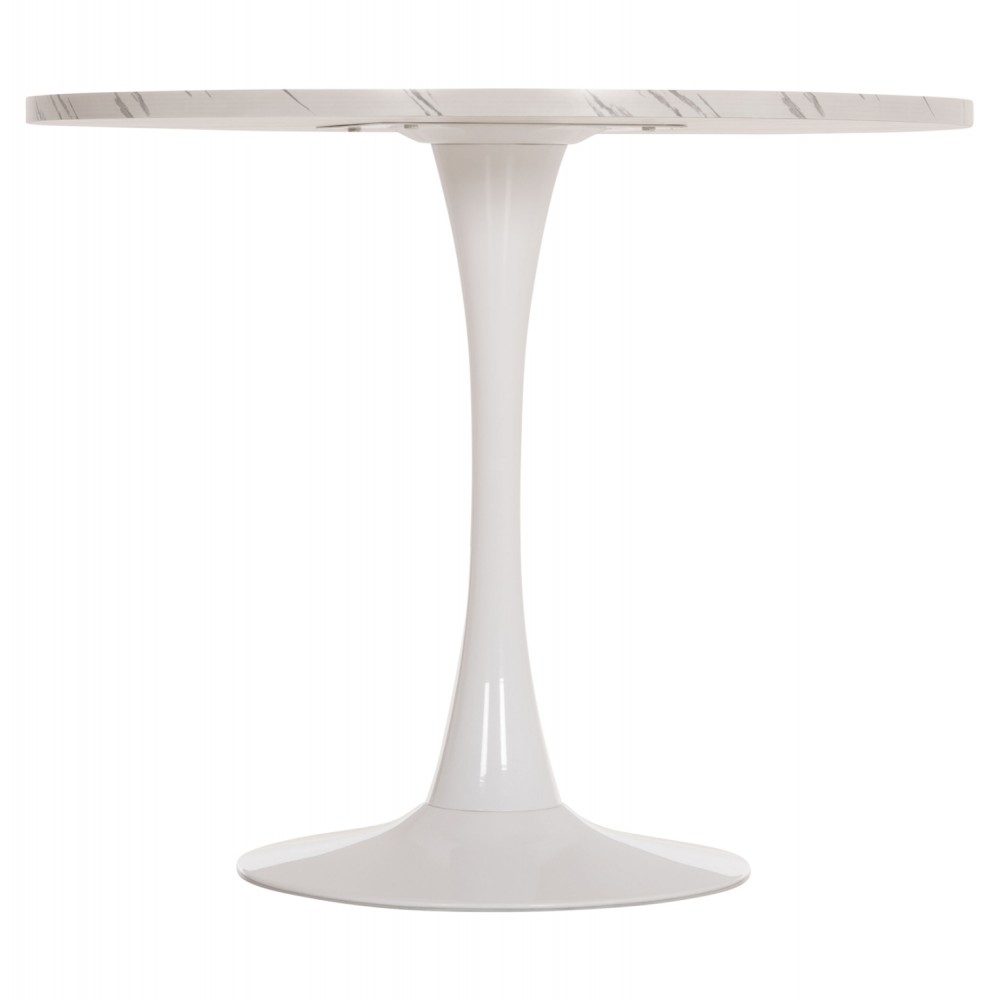 Τραπέζι τραπεζαρίας "ROLLO" στρογγυλό σε χρώμα λευκό μαρμάρου Φ90x74