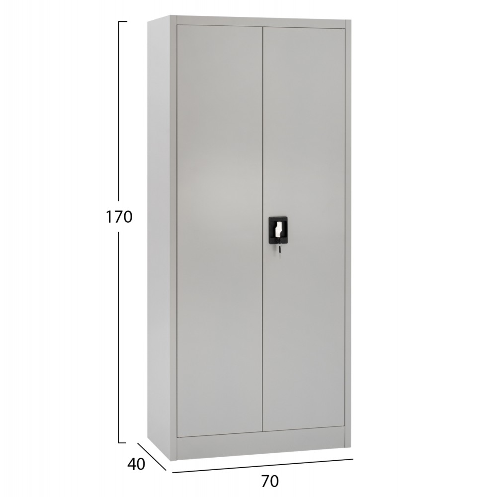 Ντουλάπα δίφυλλη "HRONDA" από μέταλλο σε χρώμα ανοιχτό γκρι 70x40x170
