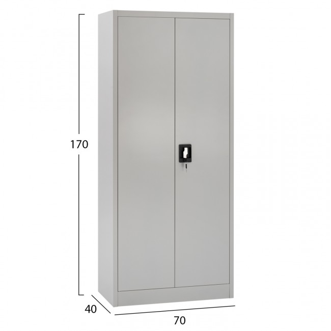 Ντουλάπα δίφυλλη "HRONDA" από μέταλλο σε χρώμα ανοιχτό γκρι 70x40x170