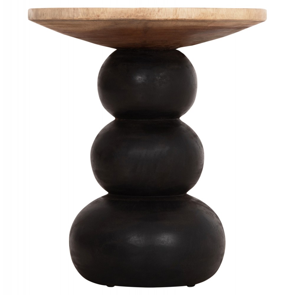 Τραπέζι βοηθητικό "JACKY" από ξύλο suar σε χρώμα μαύρο/φυσικό Φ40x45.5