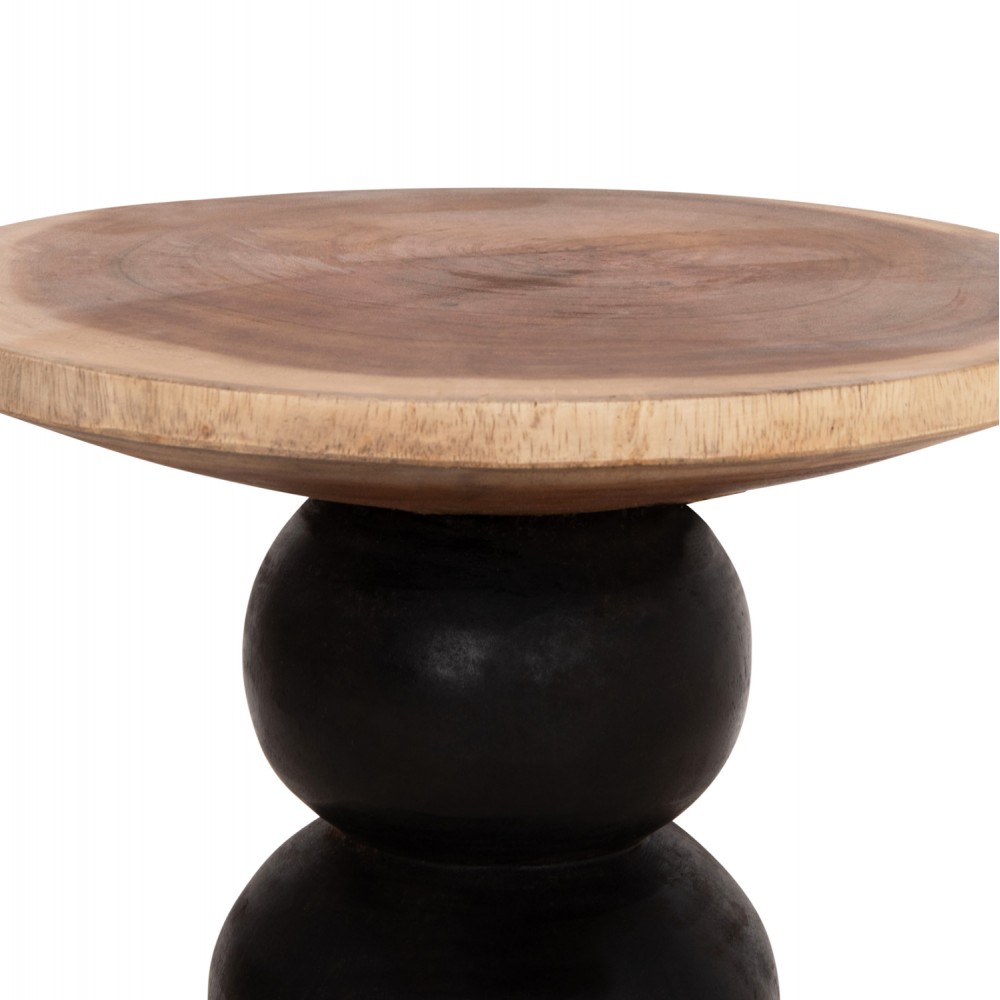 Τραπέζι βοηθητικό "JACKY" από ξύλο suar σε χρώμα μαύρο/φυσικό Φ40x45.5