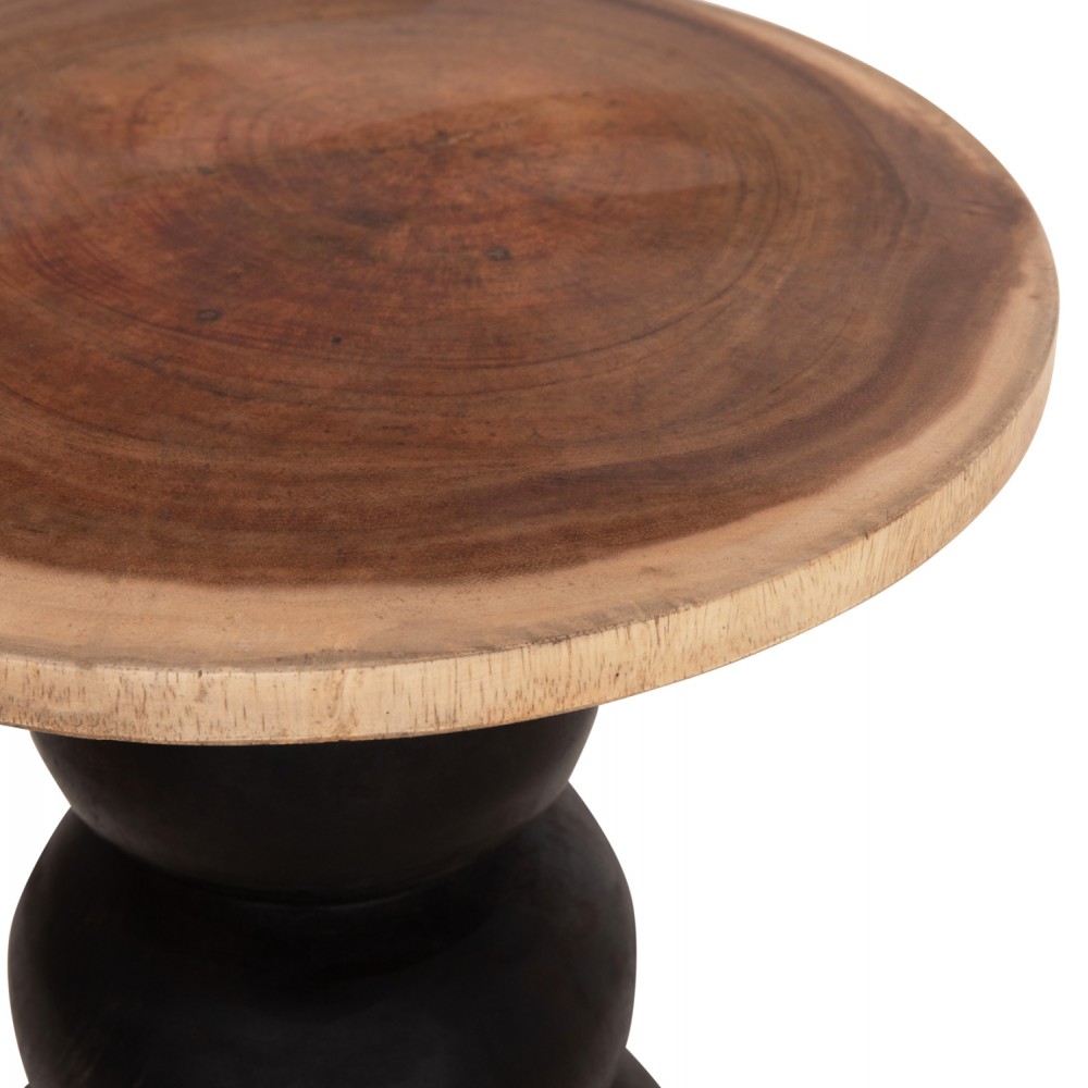 Τραπέζι βοηθητικό "JACKY" από ξύλο suar σε χρώμα μαύρο/φυσικό Φ40x45.5