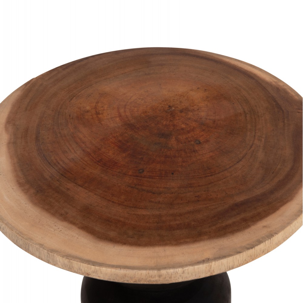 Τραπέζι βοηθητικό "JACKY" από ξύλο suar σε χρώμα μαύρο/φυσικό Φ40x45.5