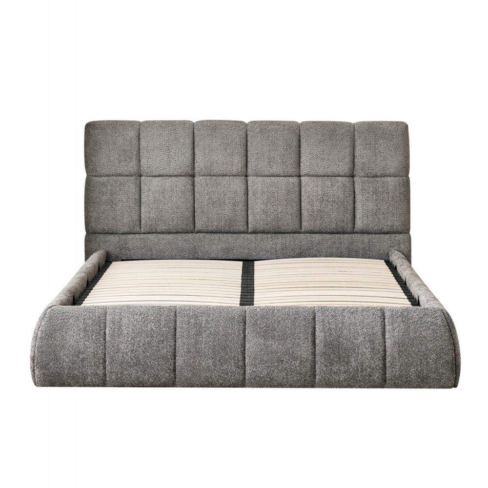 Κρεβάτι διπλό "EDDY" με αποθηκευτικό χώρο από ύφασμα μπουκλέ σε χρώμα γκρι 160x200