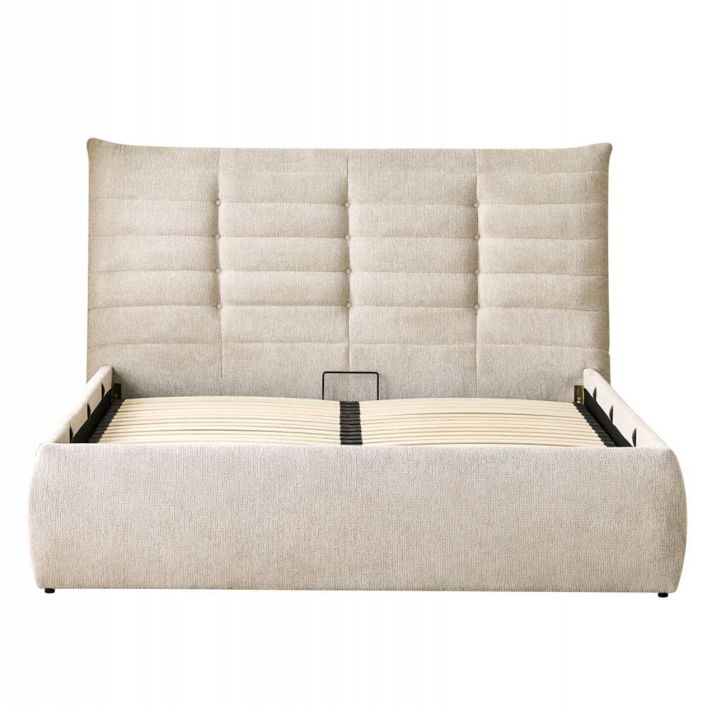Κρεβάτι διπλό "SANDRA" με αποθηκευτικό χώρο από ύφασμα σε χρώμα μπεζ 160x200