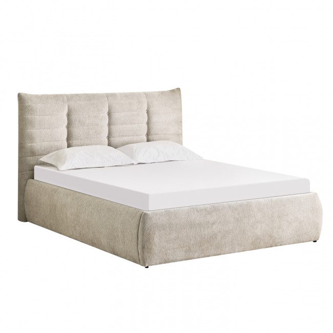 Κρεβάτι διπλό "SANDRA" με αποθηκευτικό χώρο από ύφασμα σε χρώμα μπεζ 160x200