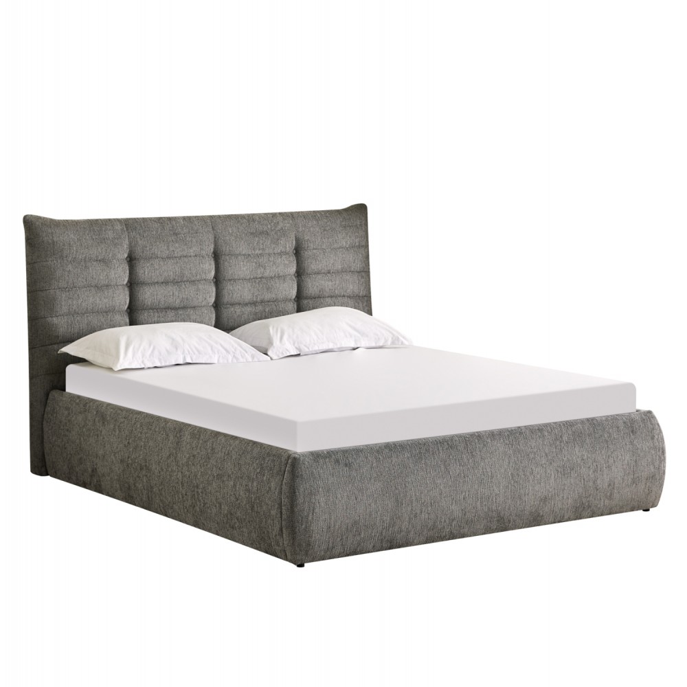 Κρεβάτι διπλό "SANDRA" με αποθηκευτικό χώρο από ύφασμα σε χρώμα γκρι 160x200