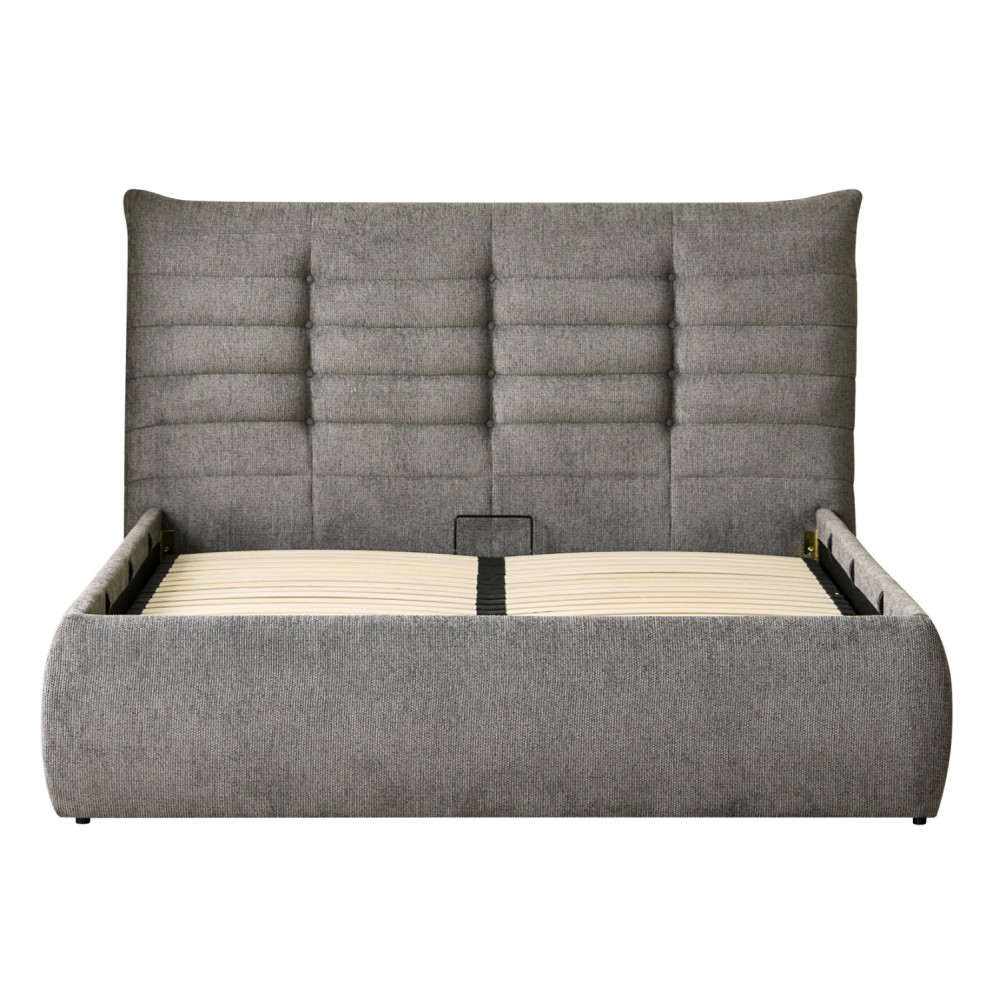 Κρεβάτι διπλό "SANDRA" με αποθηκευτικό χώρο από ύφασμα σε χρώμα γκρι 160x200